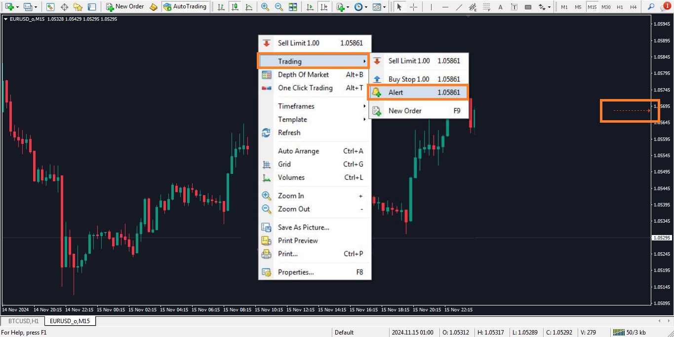 نحوه آلارم گذاشتن در متاتریدر 4 - راکیمو
