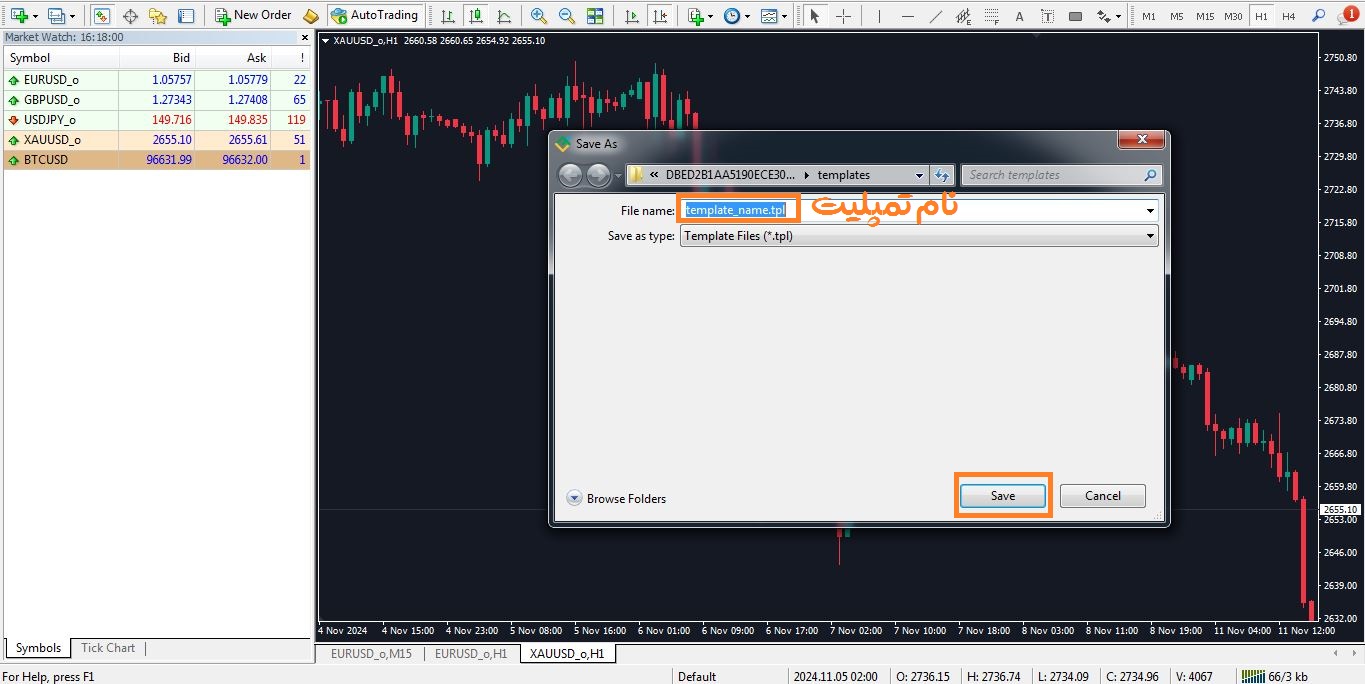 نحوه ساخت تمپلیت در متاتریدر - راکیمو