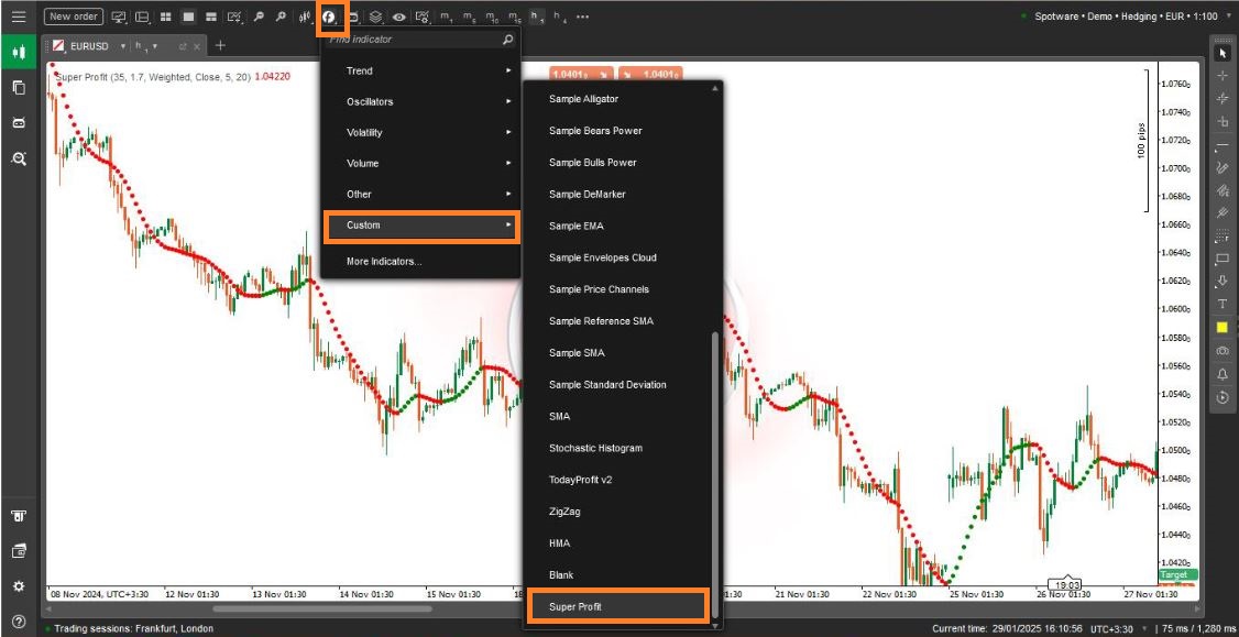 روش افزودن اندیکاتور Super Profit برای سی تریدر - راکیمو
