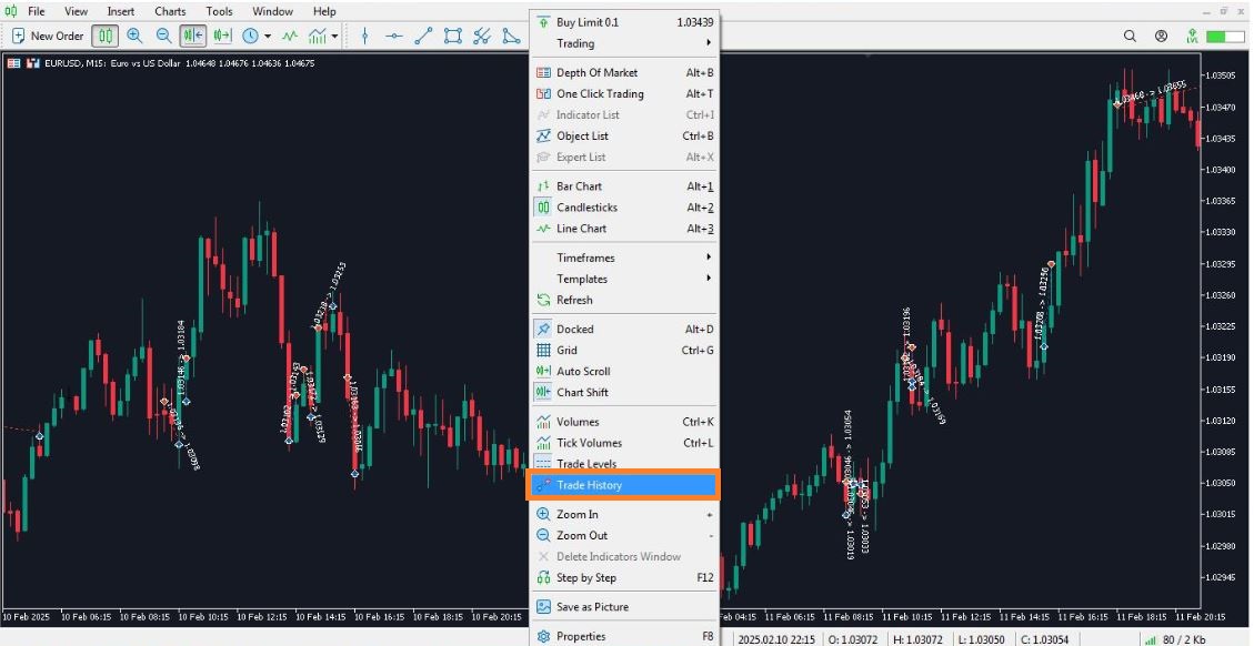 آموزش فعال کردن Trade History در متاتریدر 5 - راکیمو