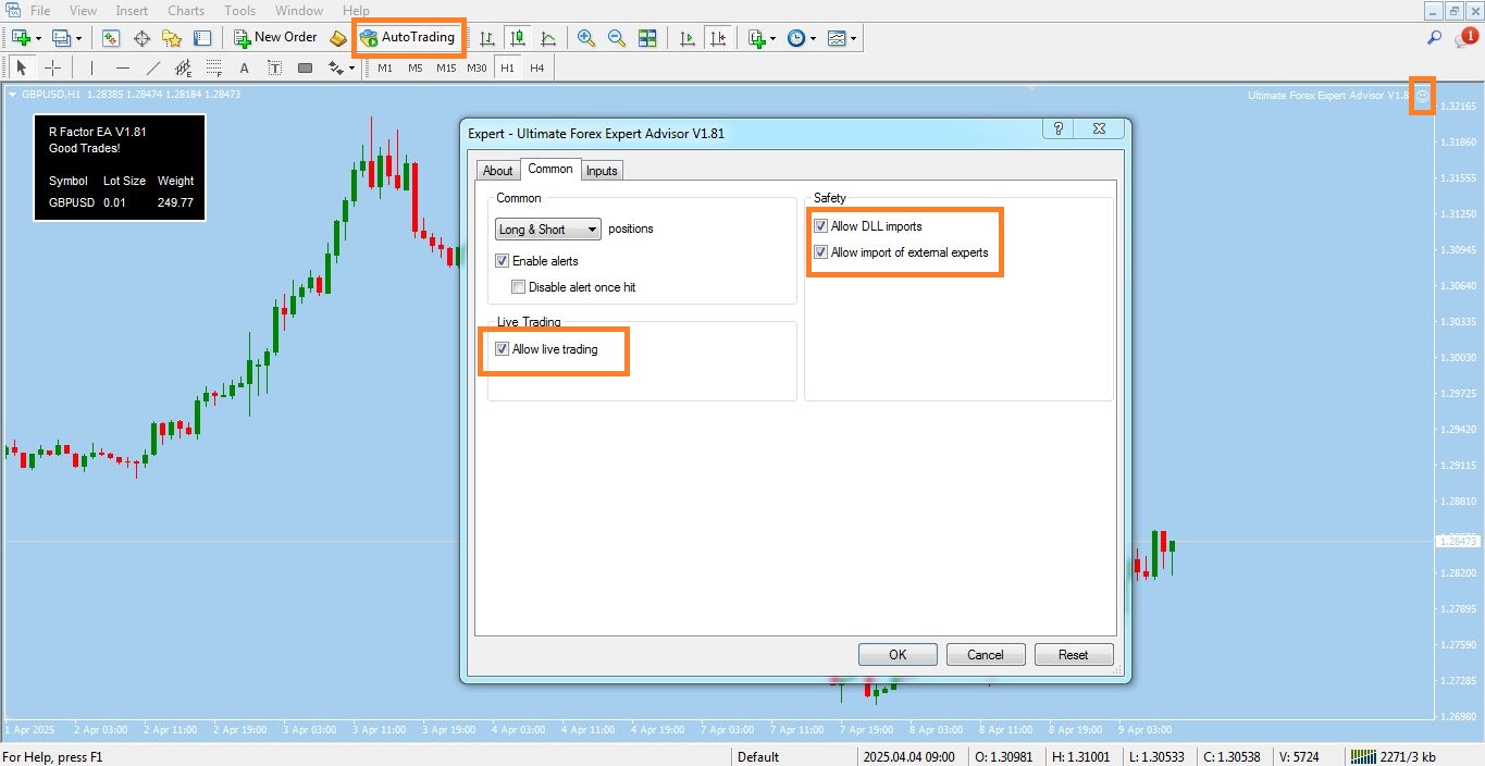 فعالسازی اکسپرت Ultimate Forex Expert Advisor برای متاتریدر 4 - راکیمو