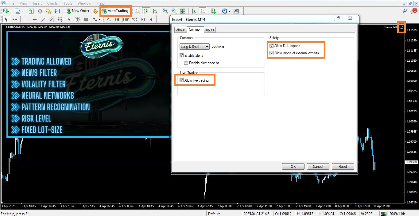 فعالسازی اکسپرت Eternis برای متاتریدر 4 - راکیمو