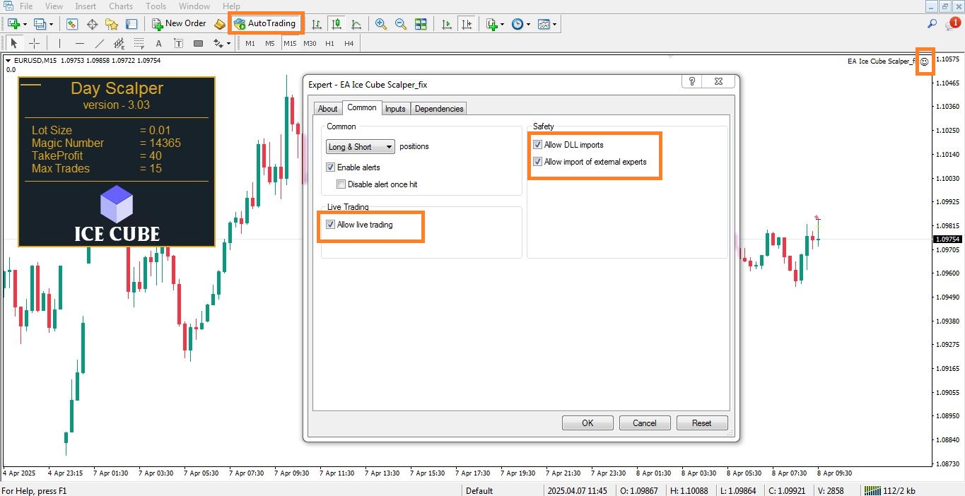 فعالسازی اکسپرت Ice Cube Scalper برای متاتریدر 4 - راکیمو