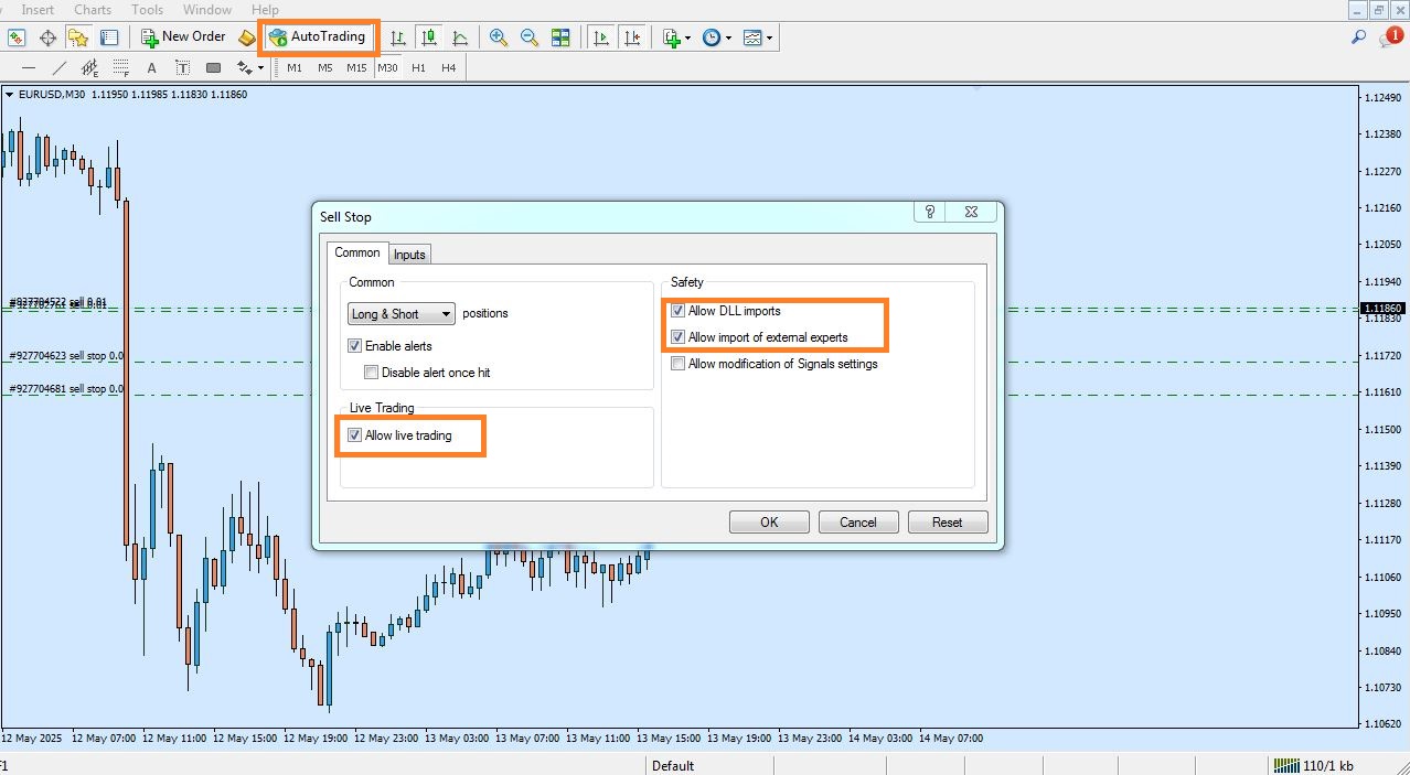 تنظیمات اسکریپت Sell Stop برای متاتریدر 4 - 05 - راکیمو